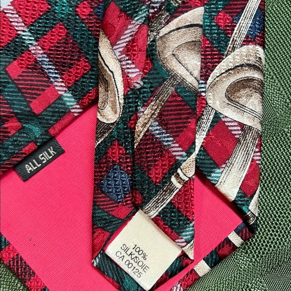 Festive Santa Silk Golf Themed Ties - Red and Blue - Picture 8 of 11